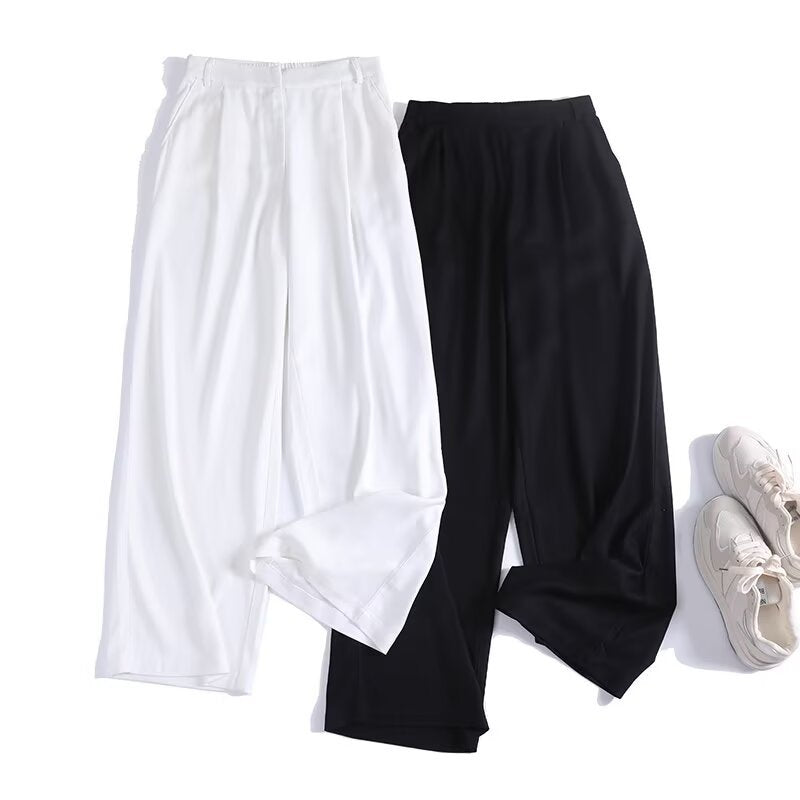 High waist slimming wide leg pants linen casual pants for women