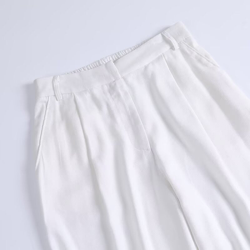 High waist slimming wide leg pants linen casual pants for women