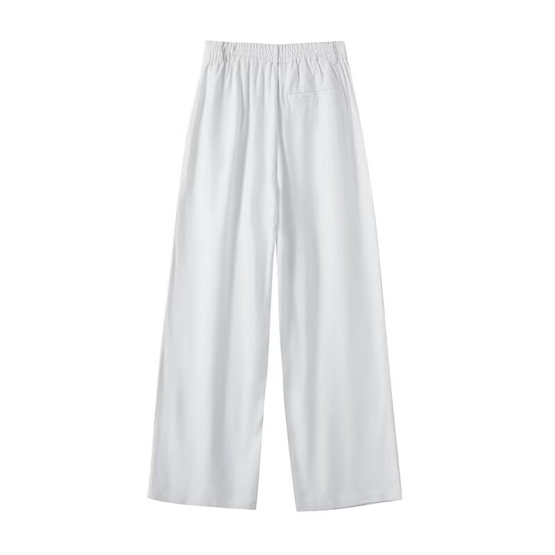 High waist slimming wide leg pants linen casual pants for women